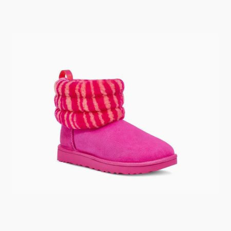 UGG Fluff Mini Quilted Zebra - Boots Dame - Rosa (NO-I869)